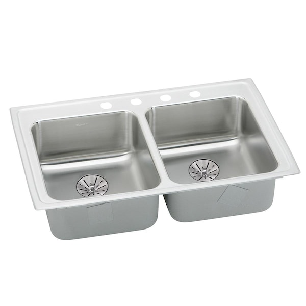 Elkay Lustertone Stainless Steel 29 X 22 X 6-1/2 Equal Double Bowl Top Mount Ada Sink With Perfect Drain LRADQ292265PD5 - main